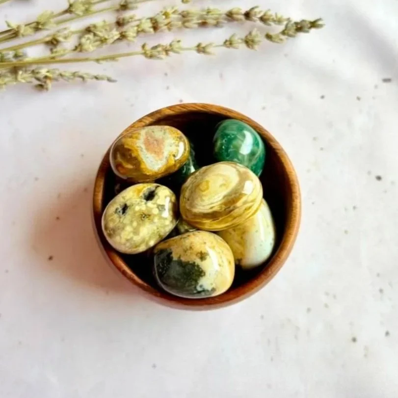 Ocean Jasper crystal tumble associated with joy and emotional balance