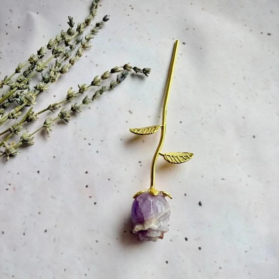 Decorative Amethyst crystal rose suitable as a gift or home décor piece