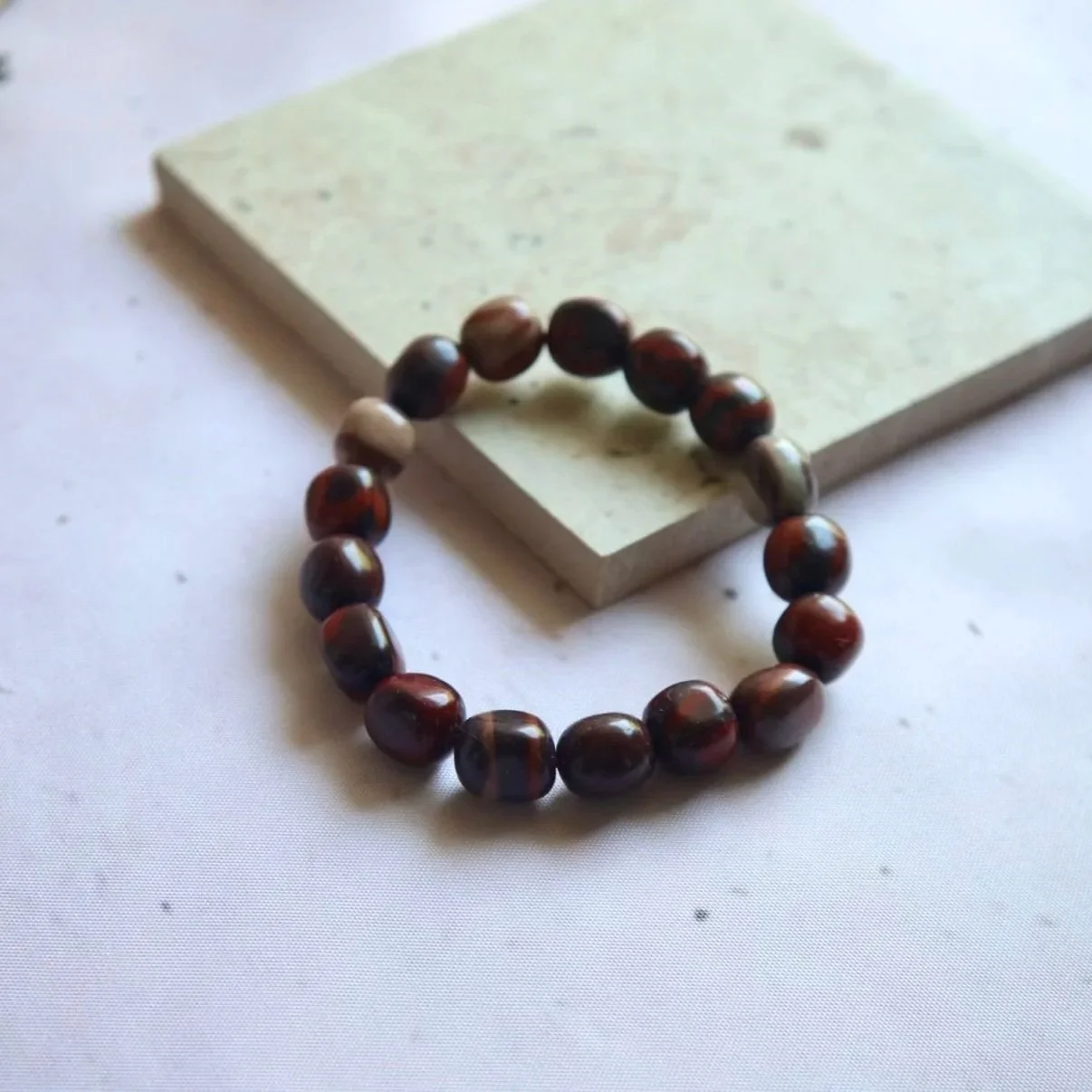 Earth-toned Australian Print Stone tumble bead bracelet for everyday jewellery.