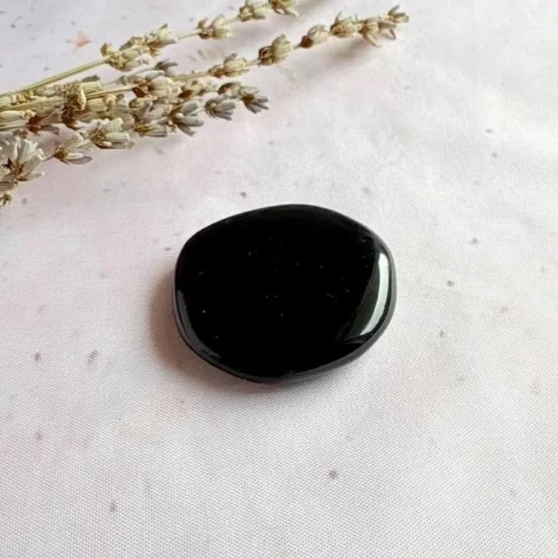 Smooth Black Obsidian pocket crystal for meditation