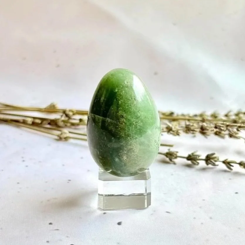 Polished Green Aventurine crystal egg with natural green colouring