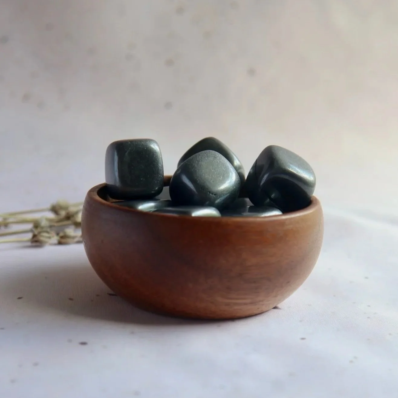 Polished Hematite tumble with chunky square shape and shiny metallic silver-grey surface
