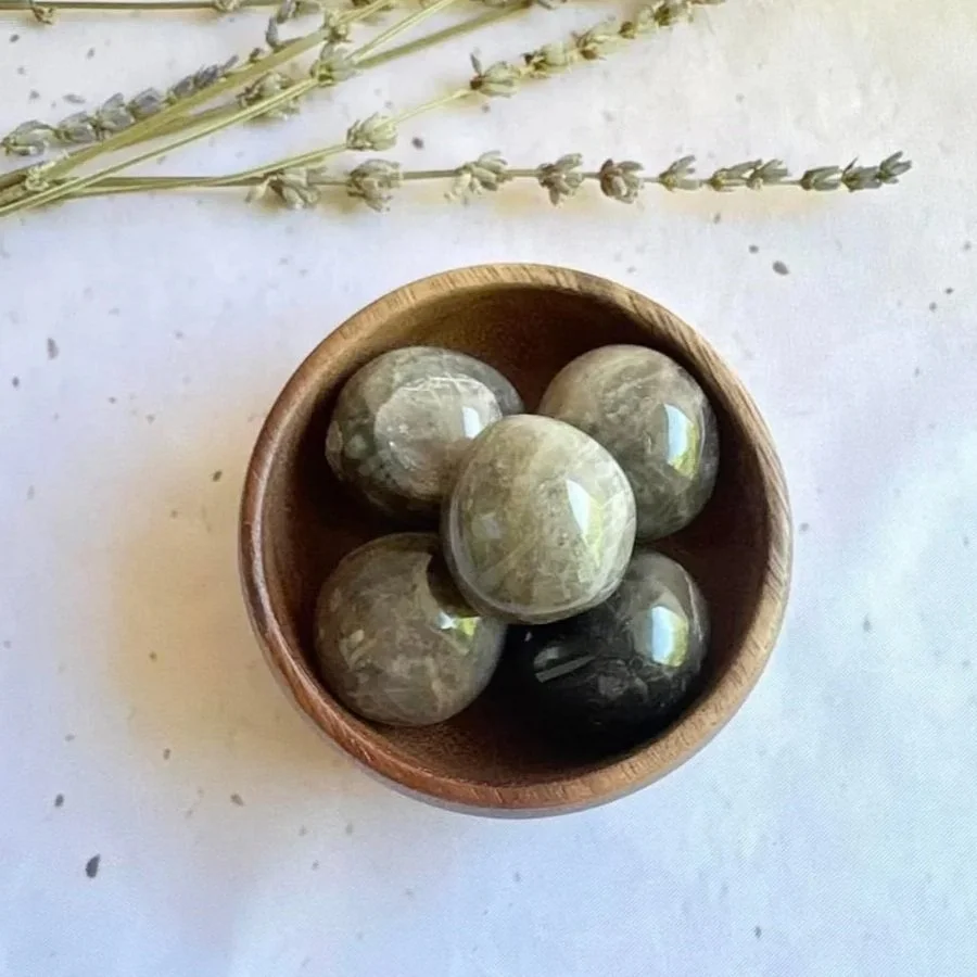 Polished Black Moonstone tumble suitable for crystal collections and meditation
