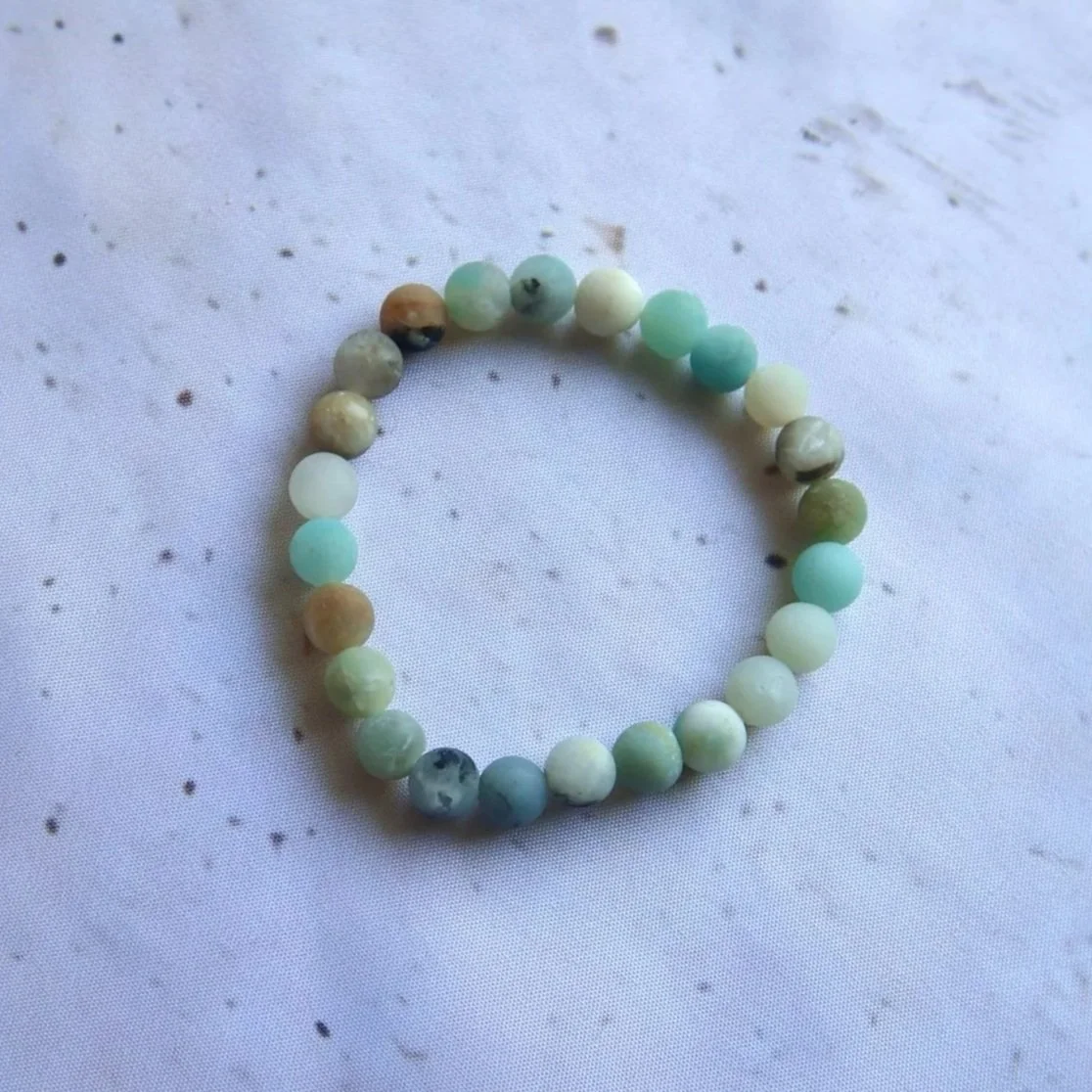 Amazonite Matte Round Bead Bracelet with natural green and blue colouring