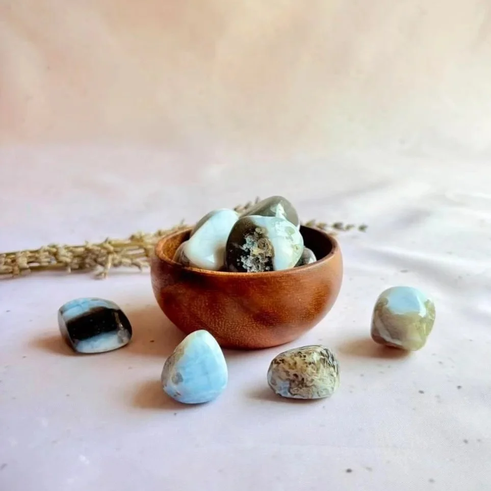 Natural Blue Opal tumbled crystal for everyday carry
