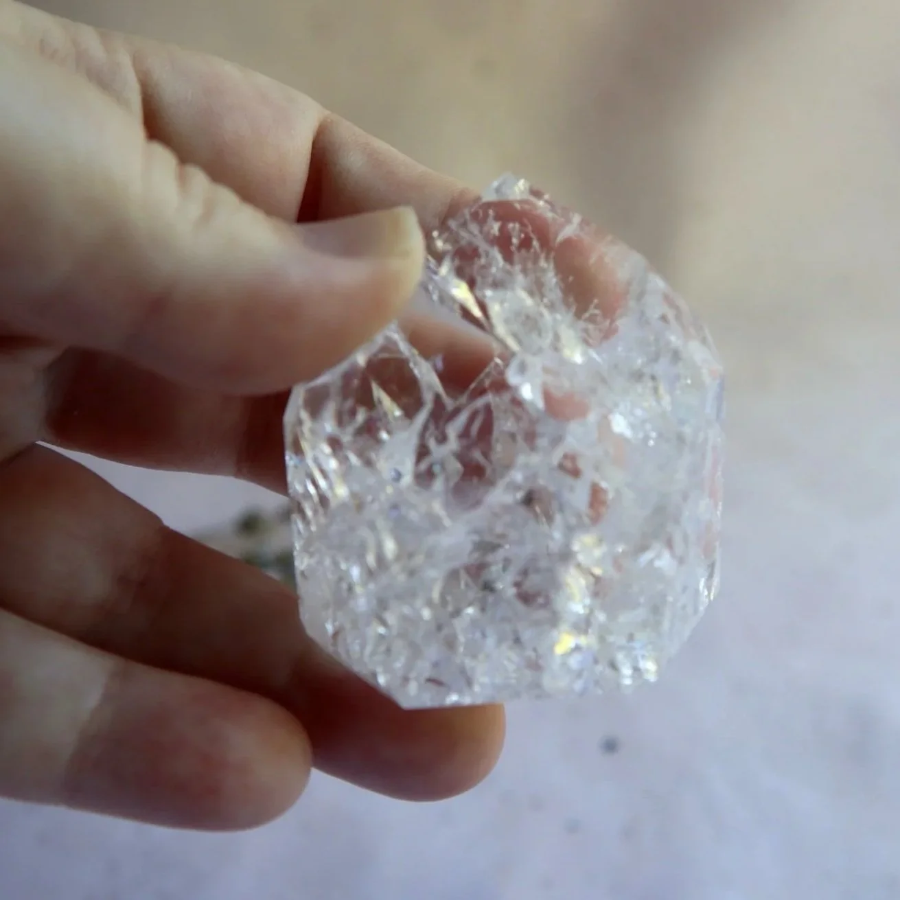 Crackle Quartz crystal tower displayed upright