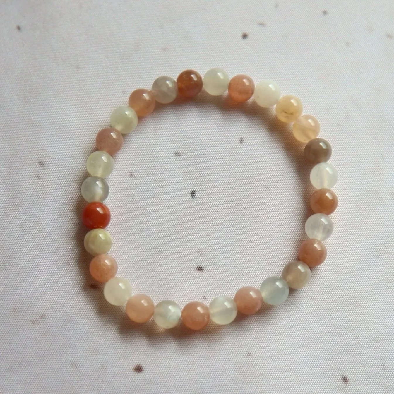 Mixed Moonstone 6mm round bead crystal bracelet.