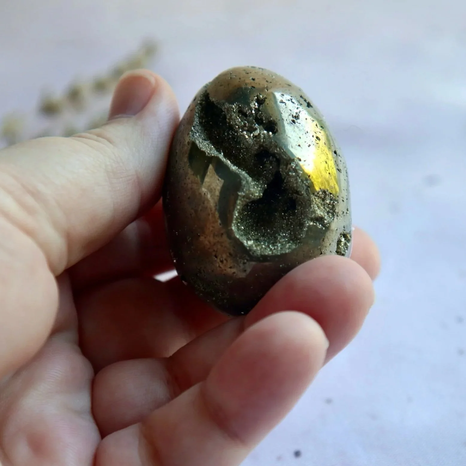 Pyrite Egg measuring approximately 5cm tall