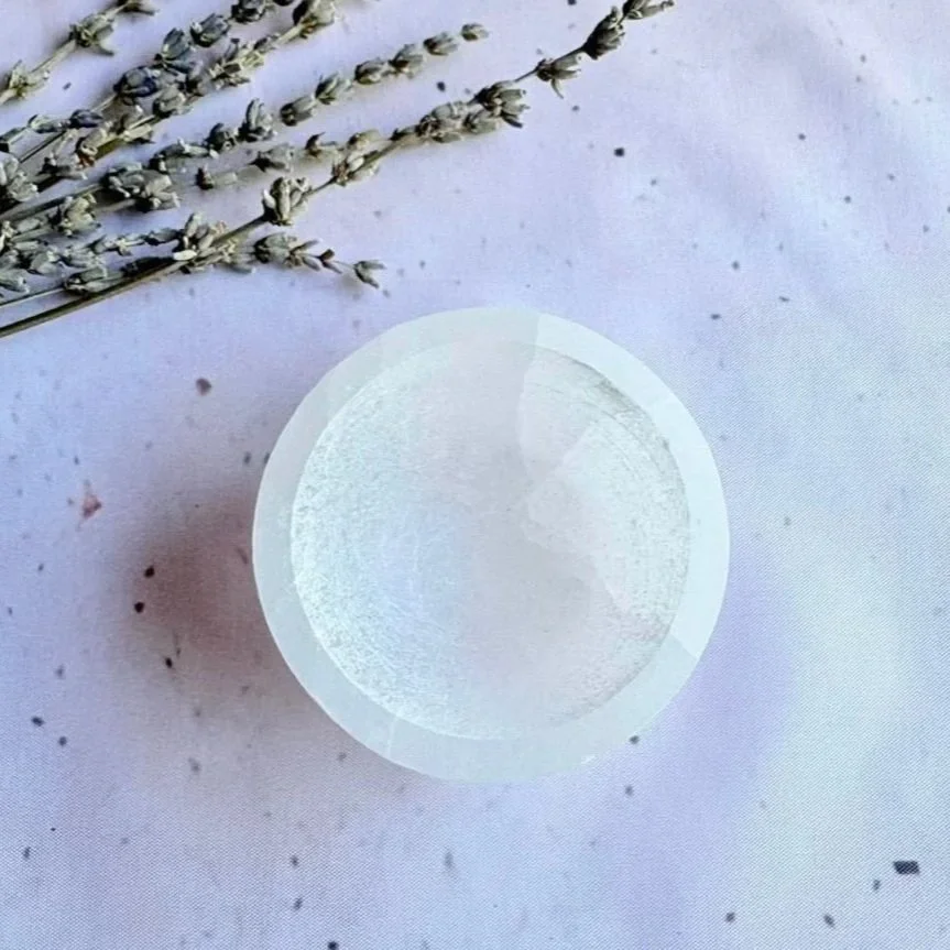 Natural Satin Spar crystal bowl commonly sold as Selenite