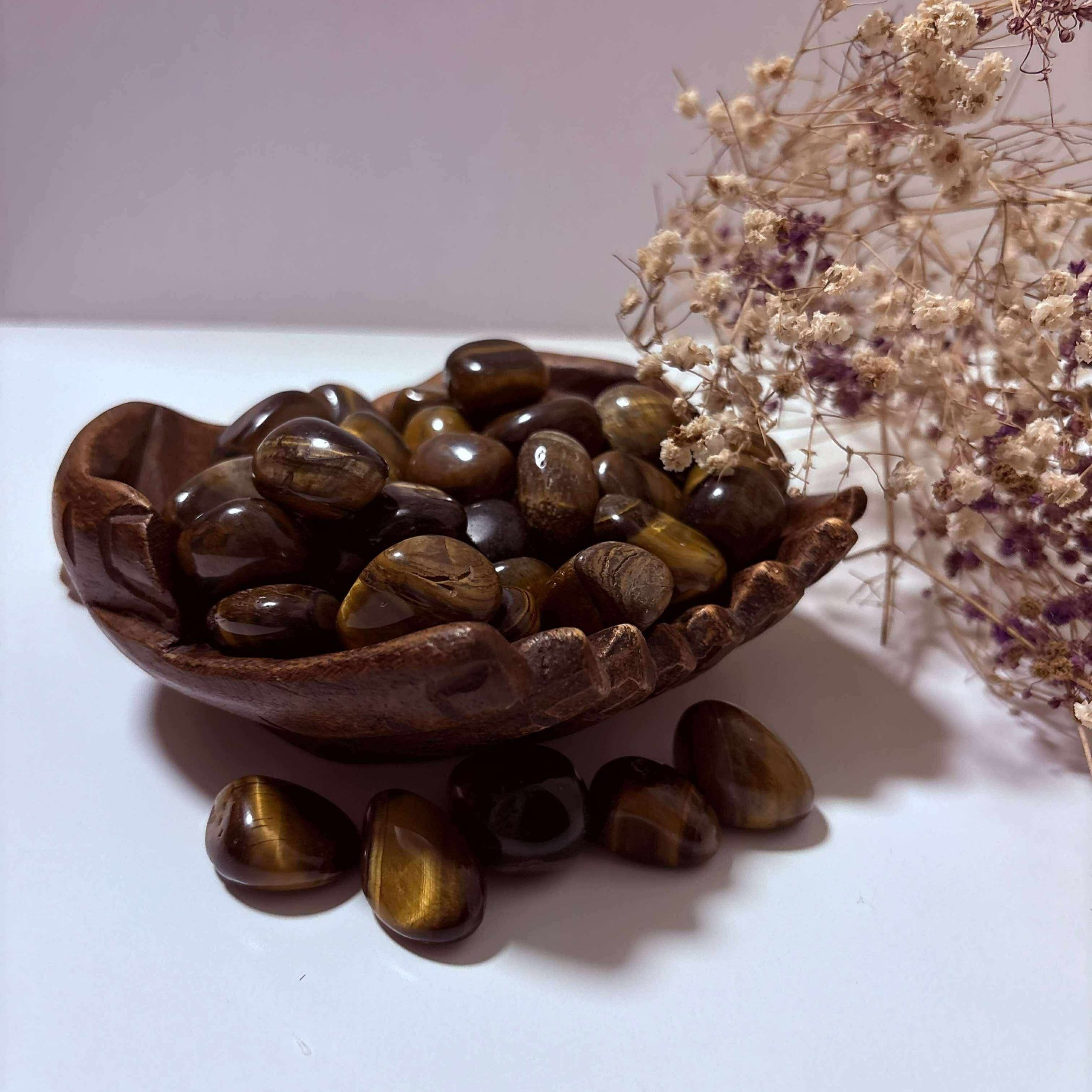 Polished Tiger Eye crystal tumble, shimmering stone for courage and focus
