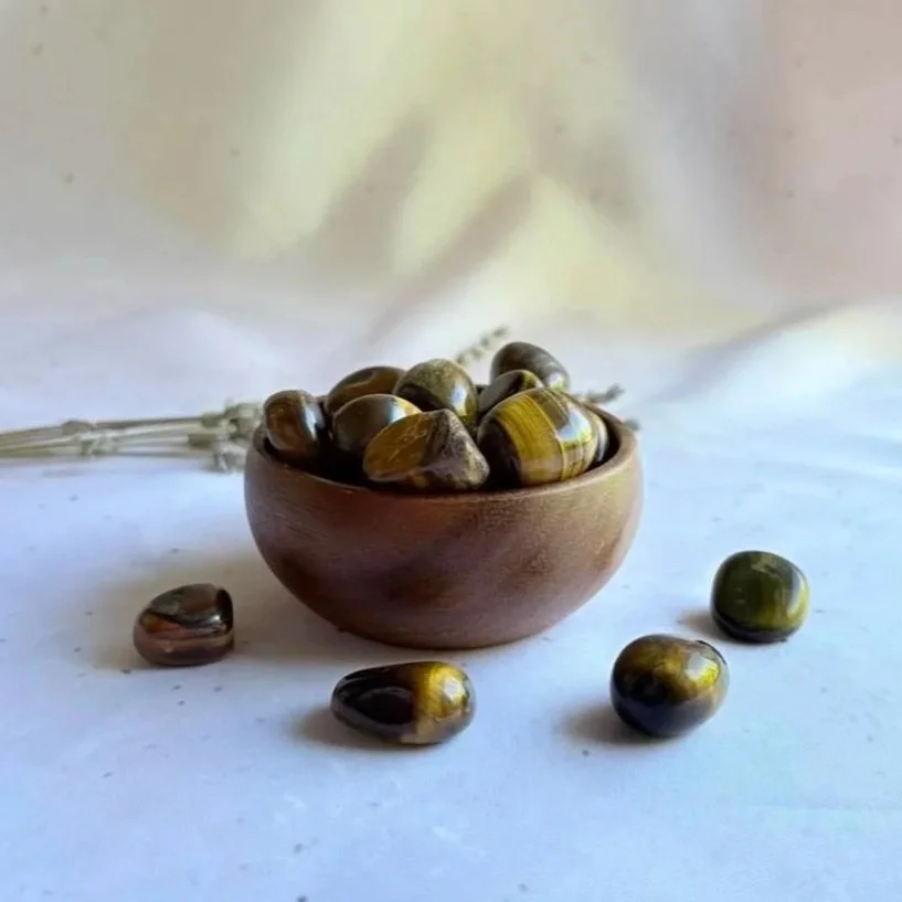 Tiger's Eye tumble stone ideal for meditation, crystal grids, and everyday carry