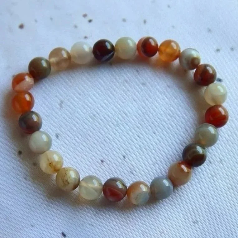 Natural Agate | Round Bead Bracelet