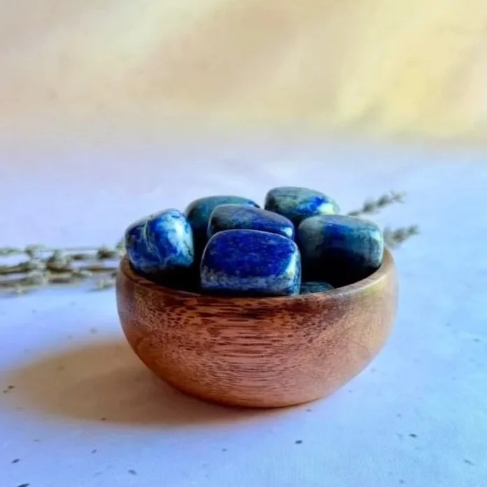 Natural Lapis Lazuli tumbled crystal with pyrite inclusions