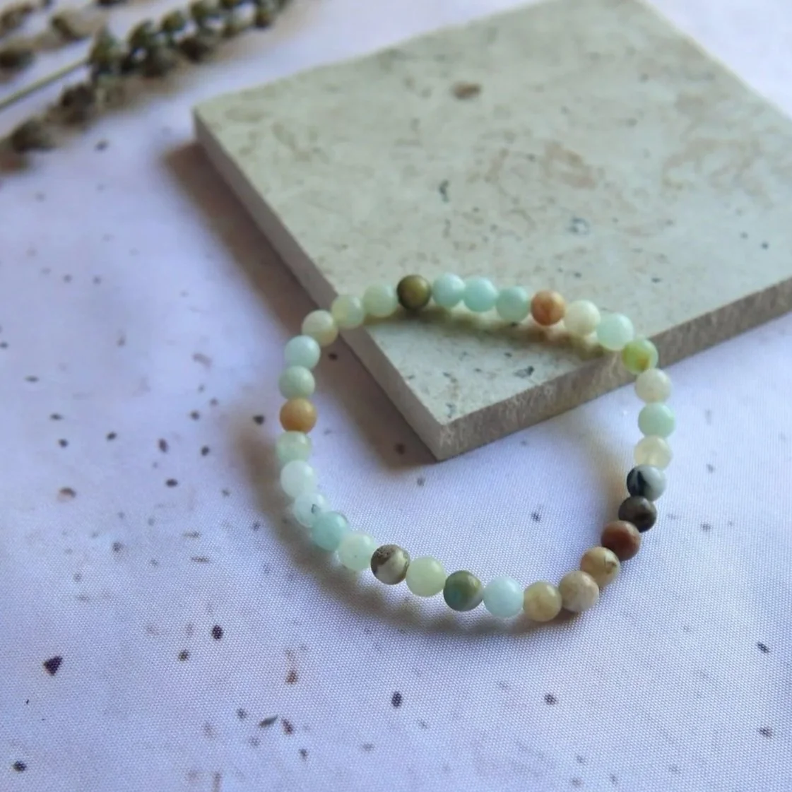 Amazonite crystal bracelet made with polished round beads