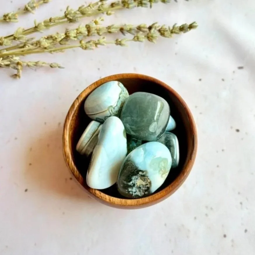 Blue Opal tumble associated with communication and inner peace