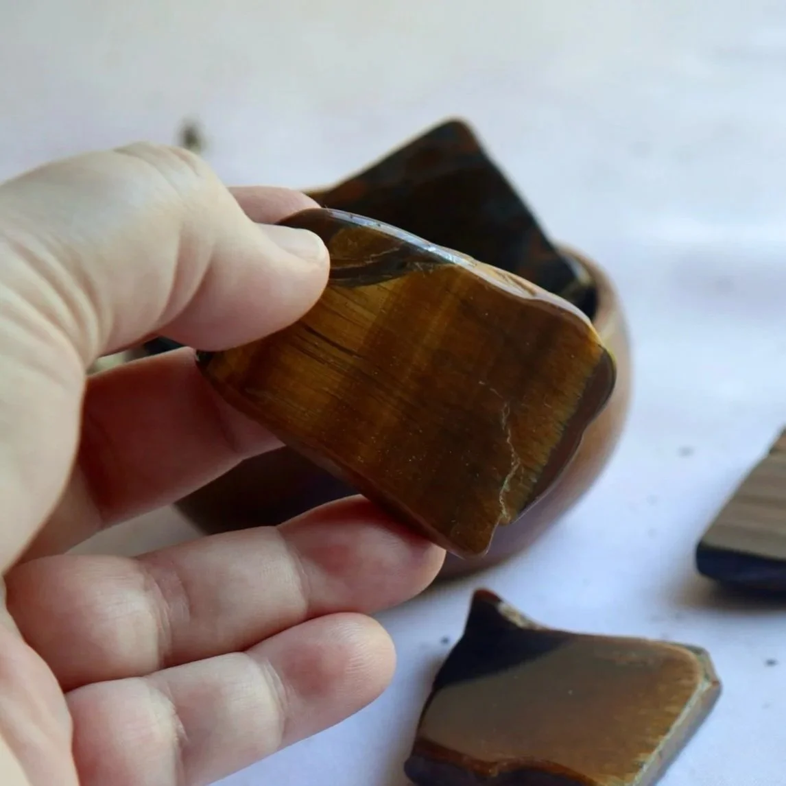 Polished Tiger's Eye slab with silky chatoyancy