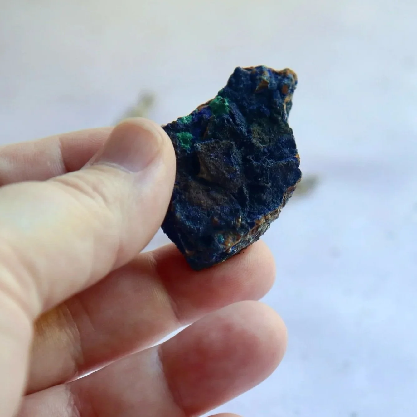 Azurite Malachite mineral specimen measuring approximately 4 × 2 cm.