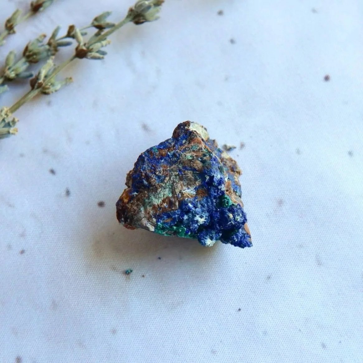 Azurite Malachite specimen photographed to show its natural colour and texture.