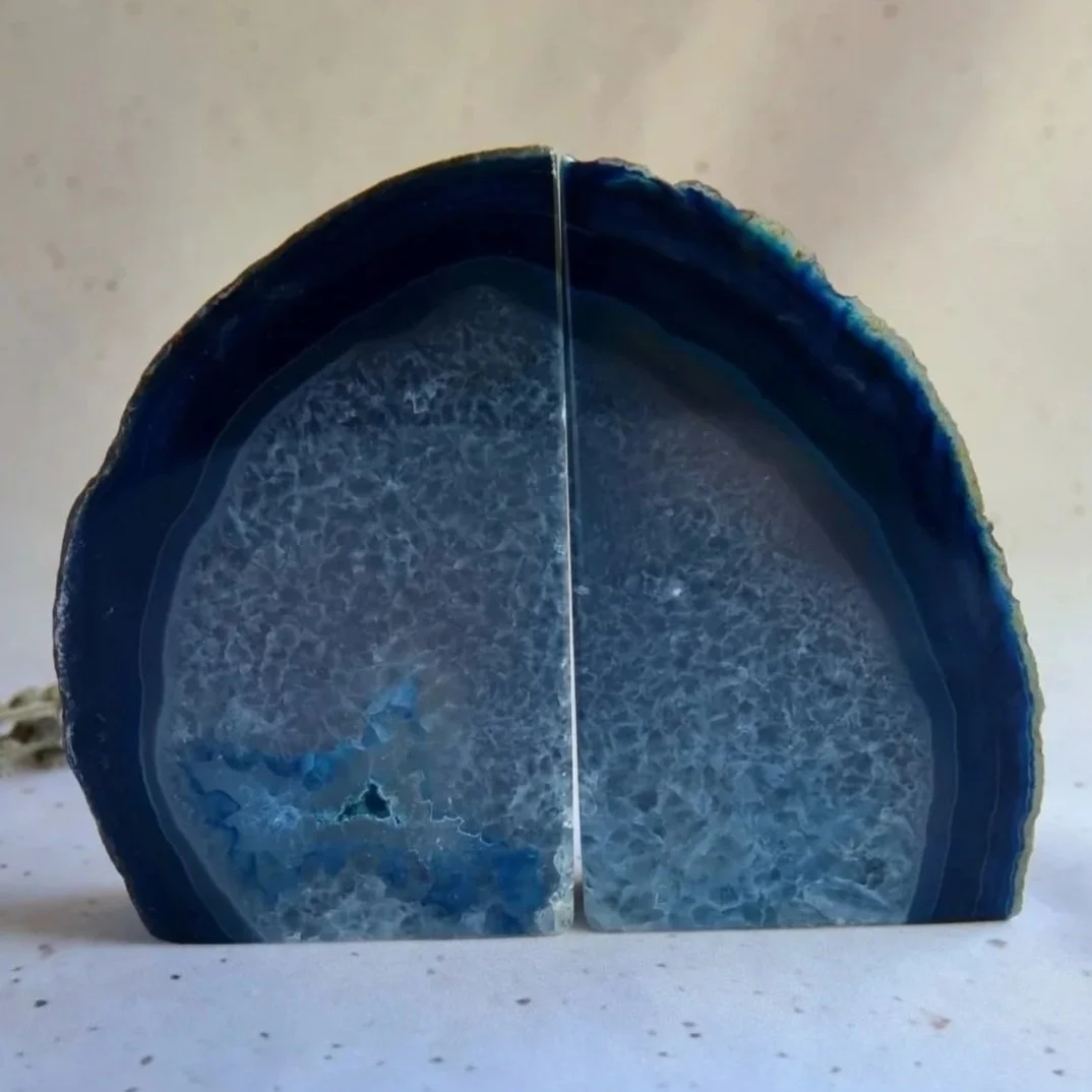 Dyed Blue Agate | Crystal  Bookends