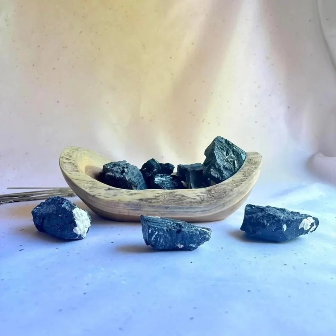 Black Tourmaline rough crystal associated with protection, grounding, and strength