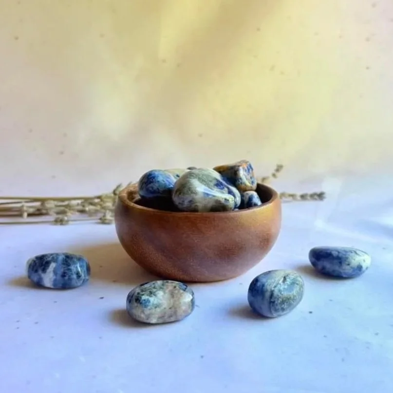 Sodalite tumble stone ideal for meditation, crystal grids, and everyday carry