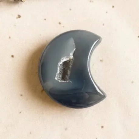 Purple Grey Agate Moon with Druzy