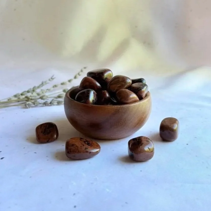 Mahogany Obsidian tumble stone ideal for meditation, crystal grids, and everyday carry
