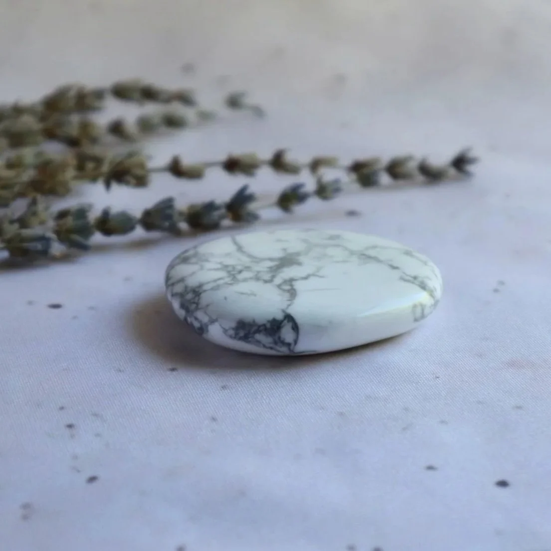 Smooth polished Howlite crystal flat stone