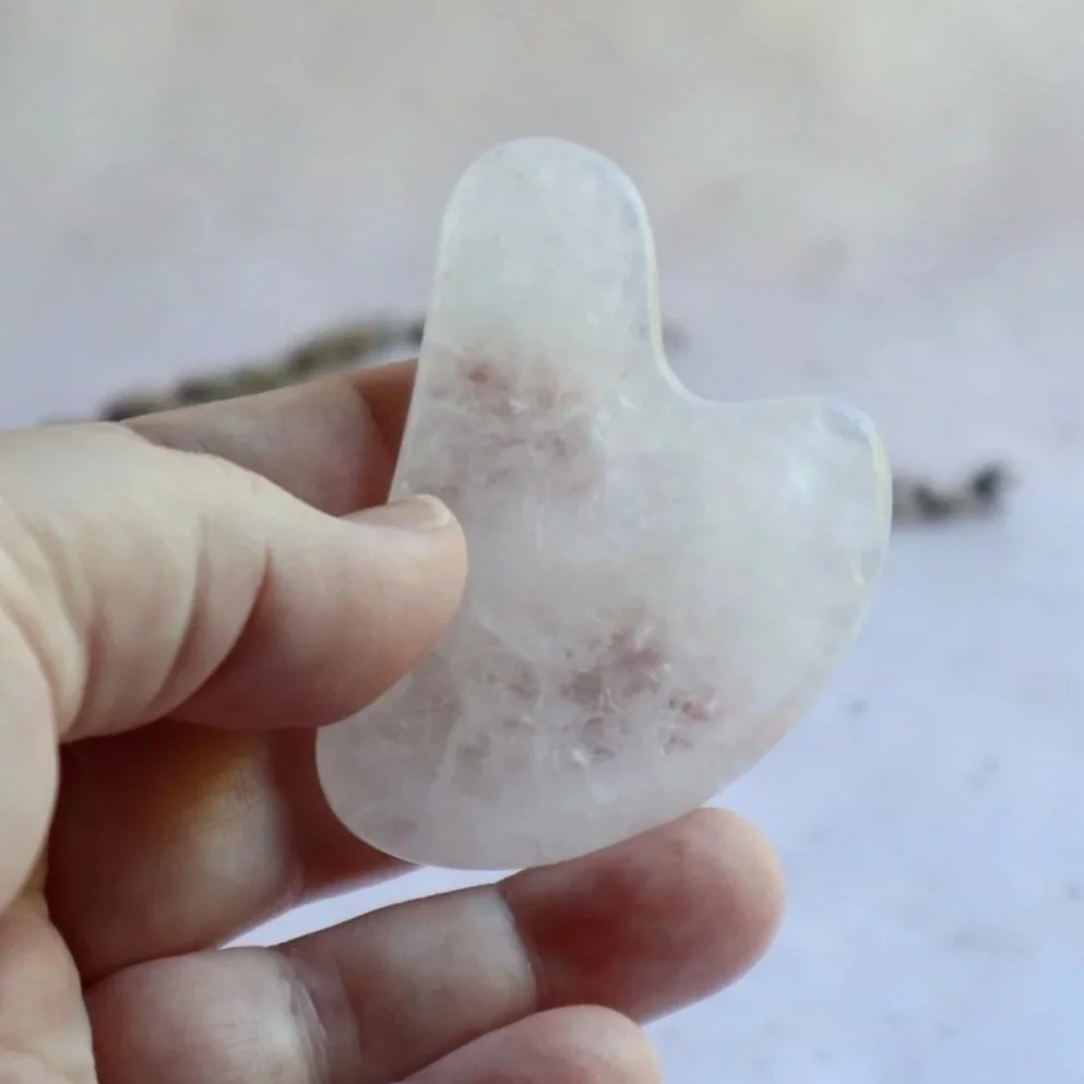 Natural Clear Quartz Gua Sha facial massage tool
