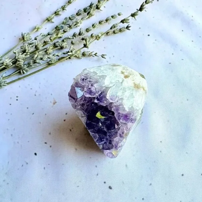 Amethyst cluster display piece for crystal collections and home décor