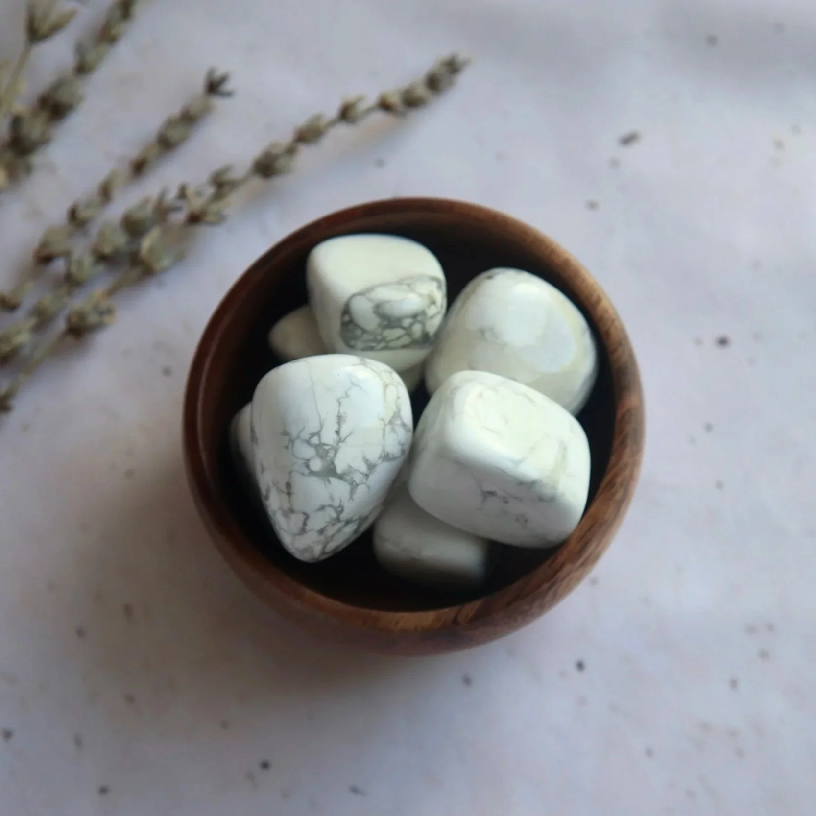 Howlite crystal tumble with smooth polished finish