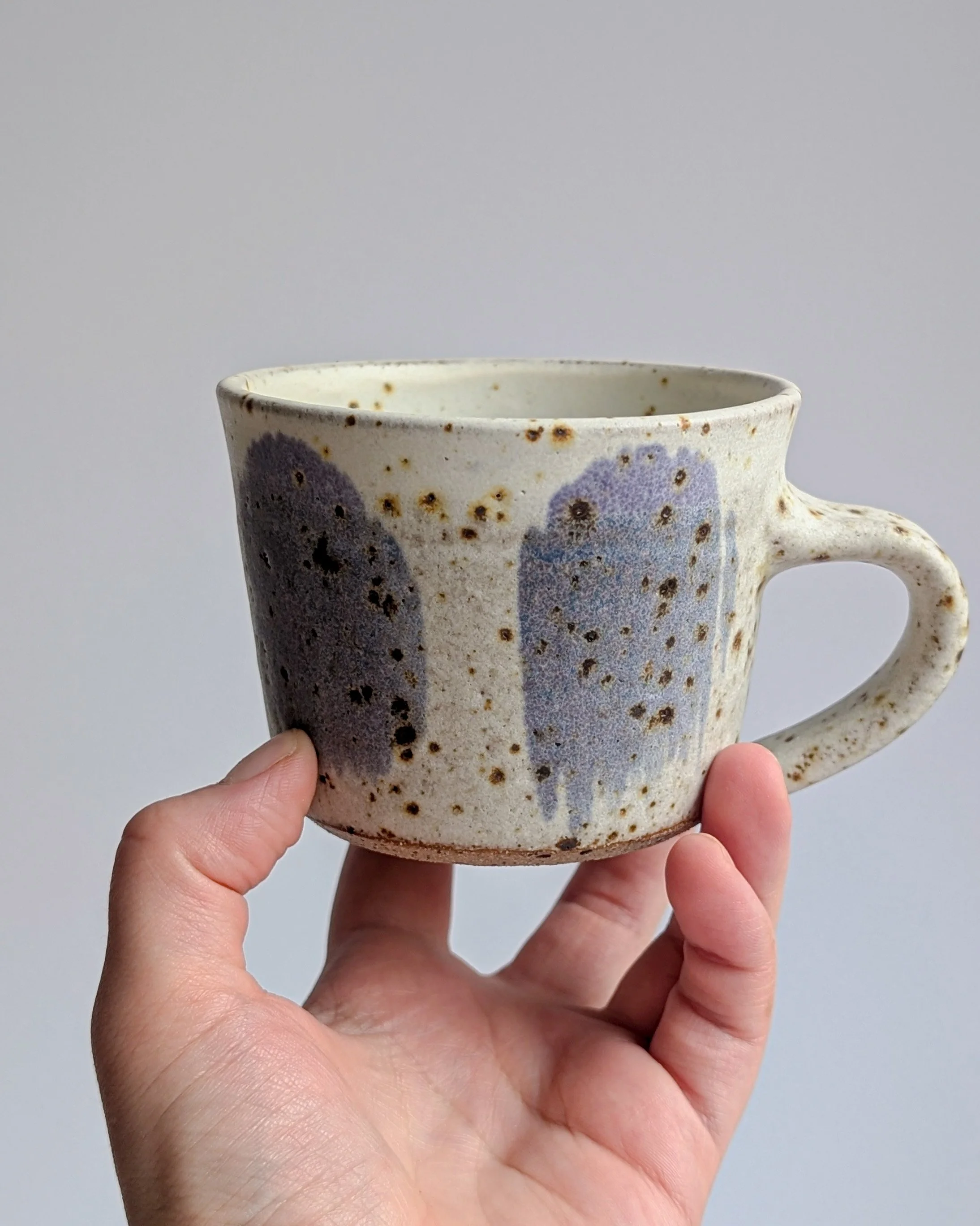 Ivory and Cobalt Wash Speckled Coffee Cup