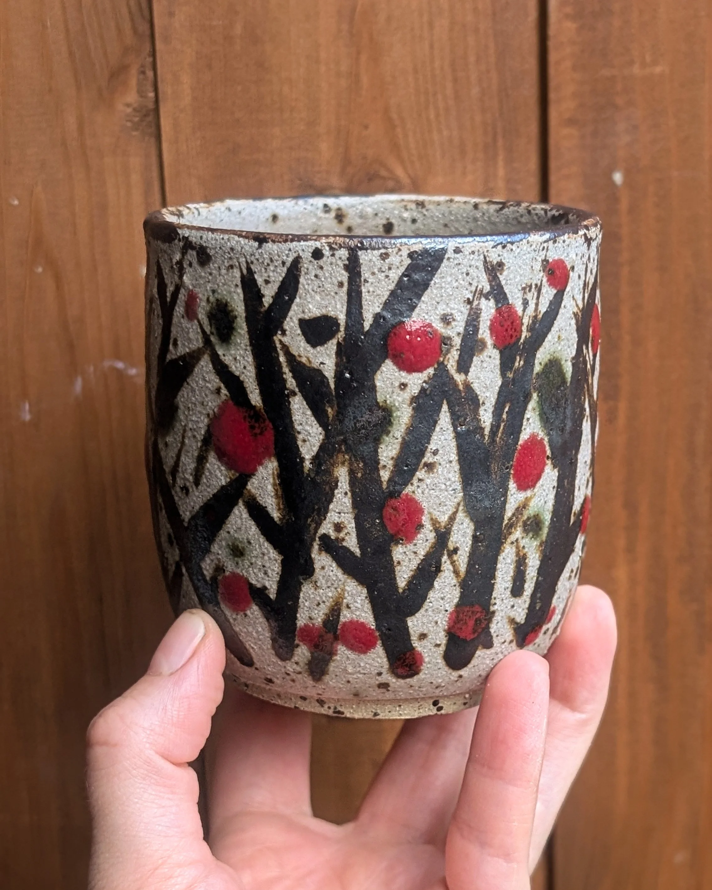 Ivory, Iron and Rosehips Speckled Cup