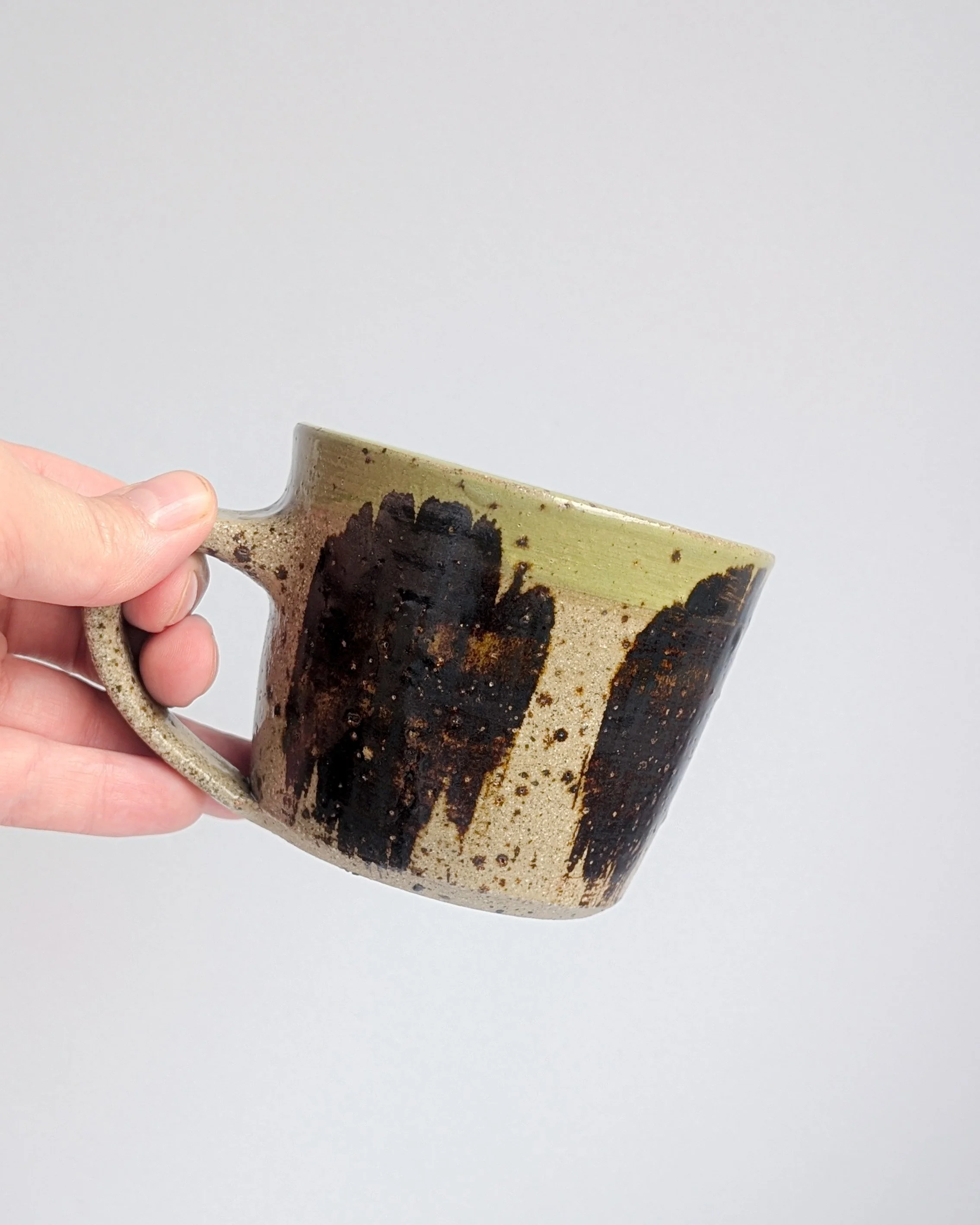 Matcha Green and Iron Speckled Coffee Cup