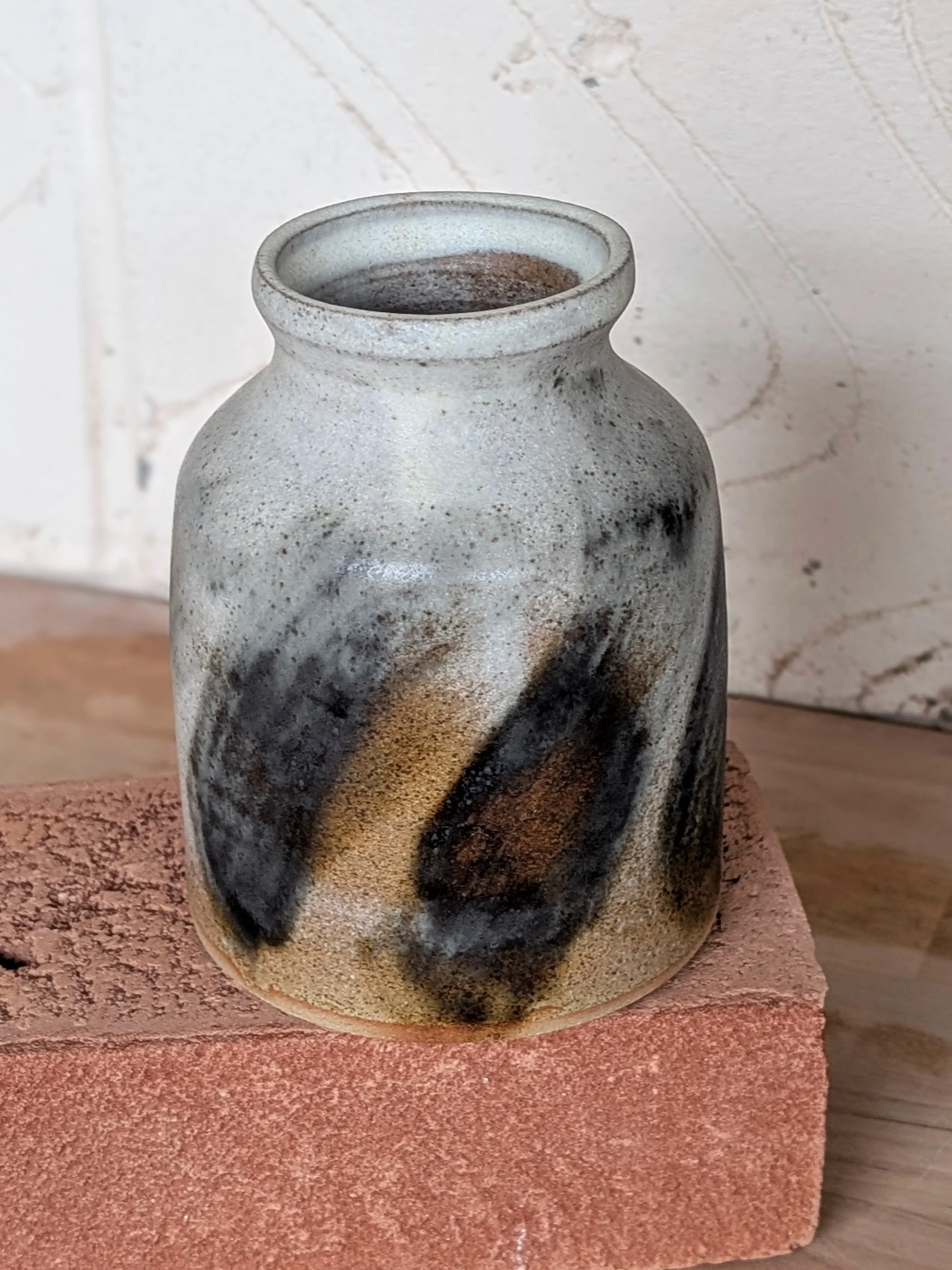 Medium Ivory and Copper Bottle Vase