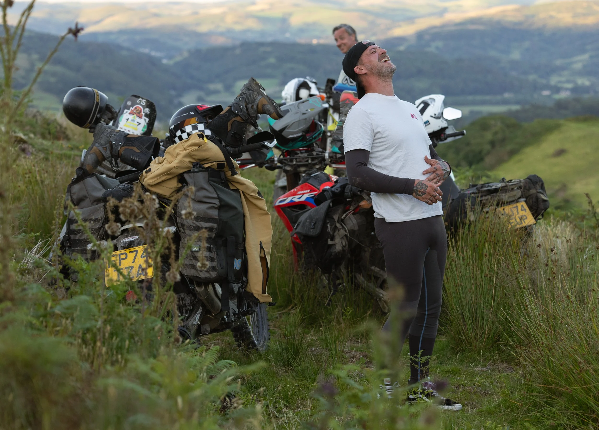 Chris is over the moon to get off the bike and take a break in the most beautiful of wild bivi spots.