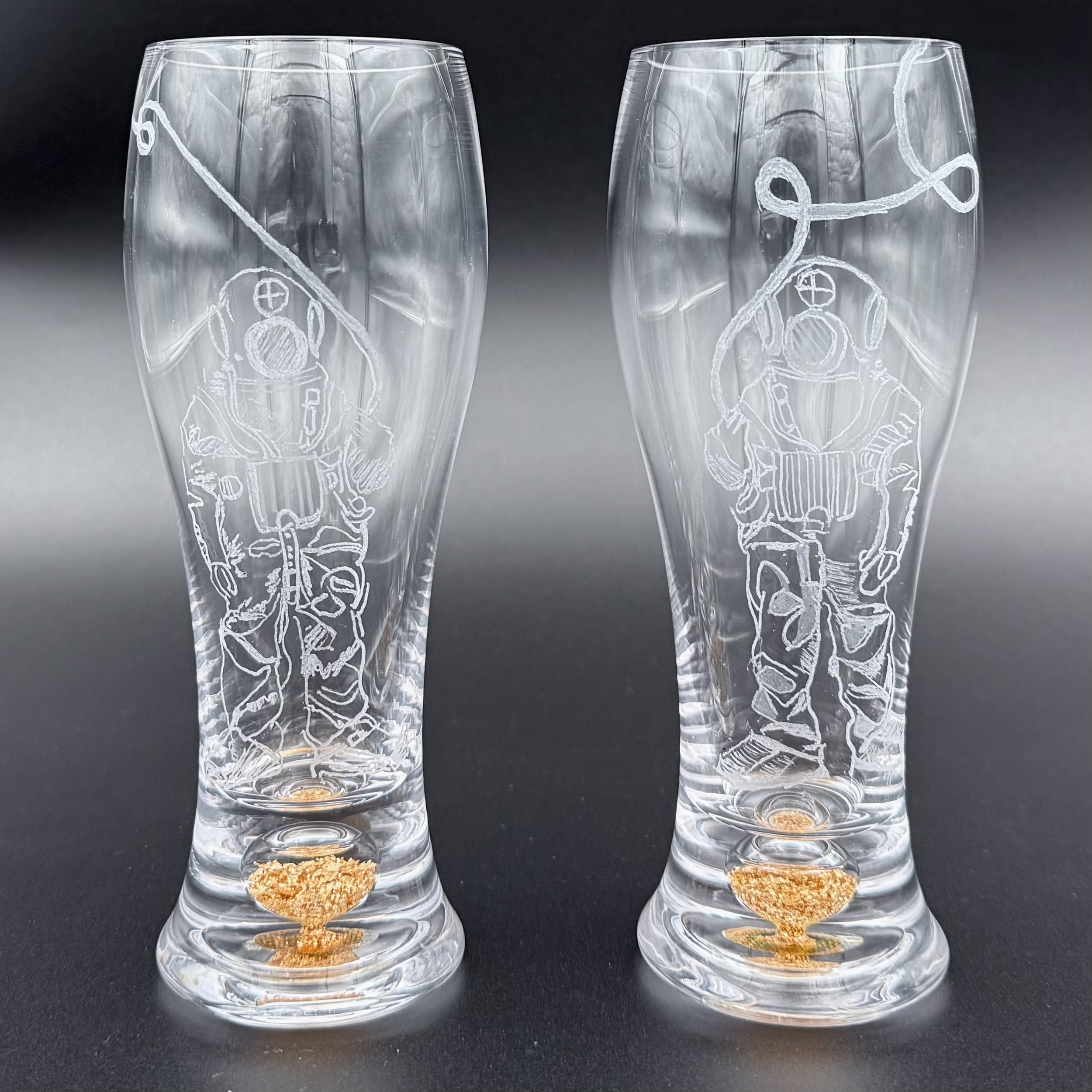 Ölglas med guldbubbla, 35 cl