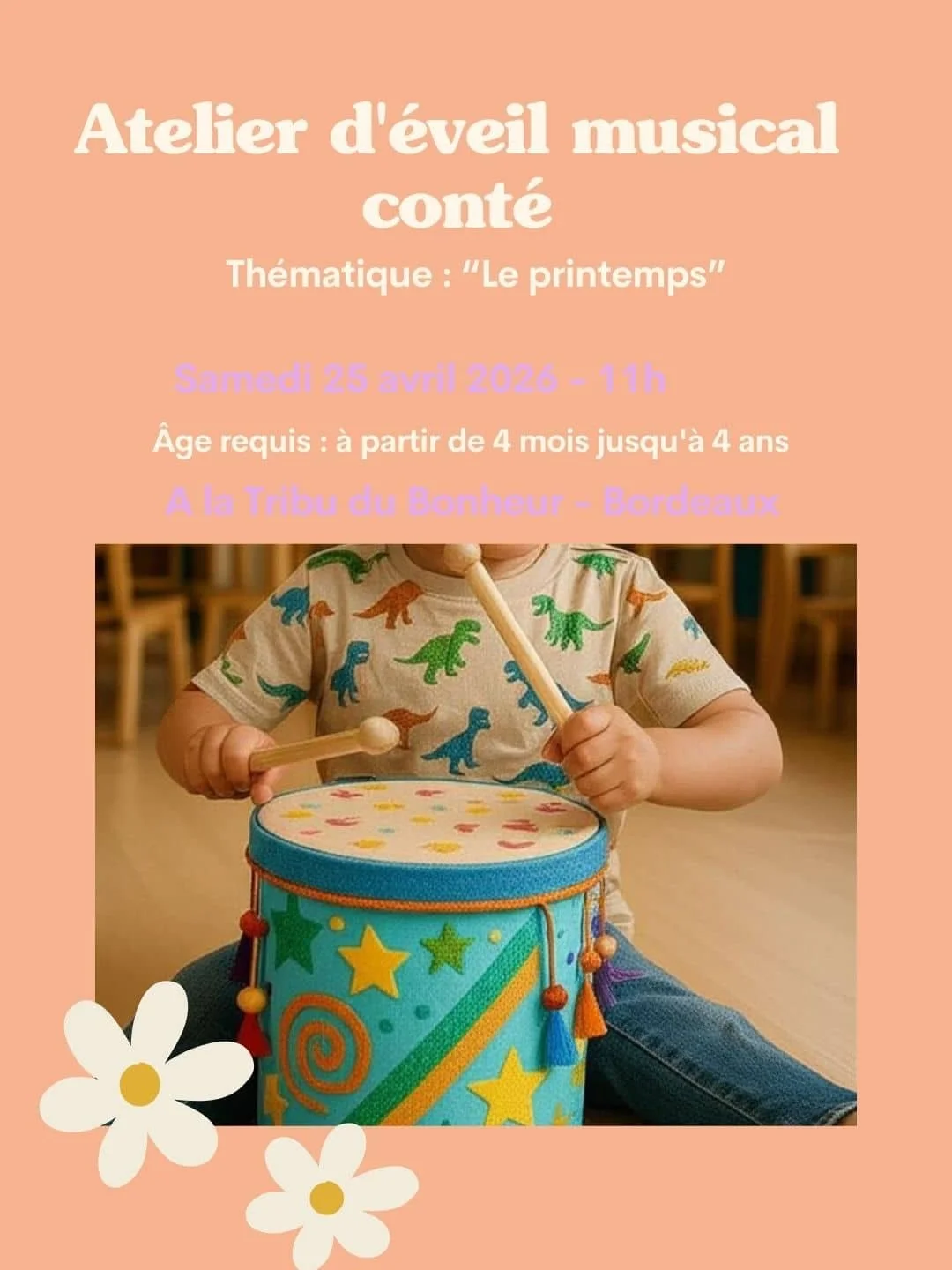 Activité éveil musical et conte (1h) (6 mois - 4ans) 