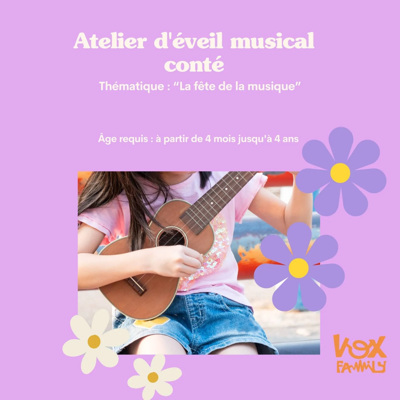 Activité éveil musical et conte “fête de la musique ” (1h) (4 mois - 4ans)