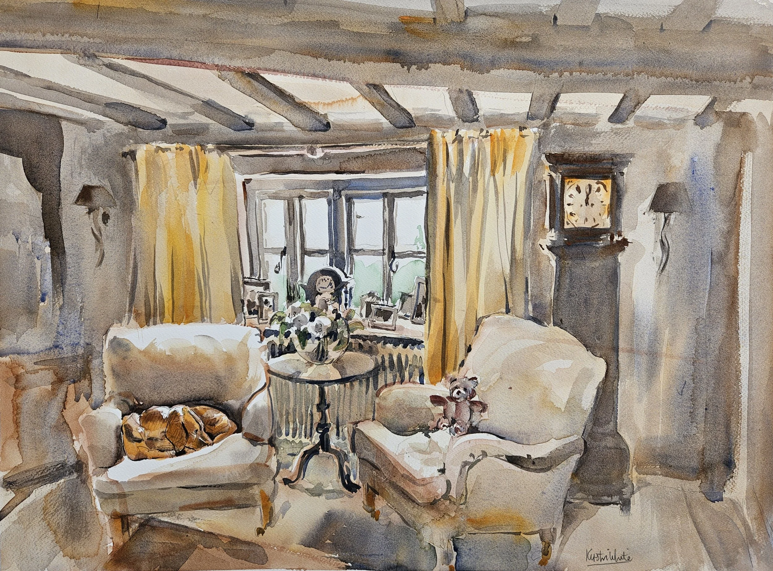 Cosy Interior by Kirstin White. Watercolour.jpg