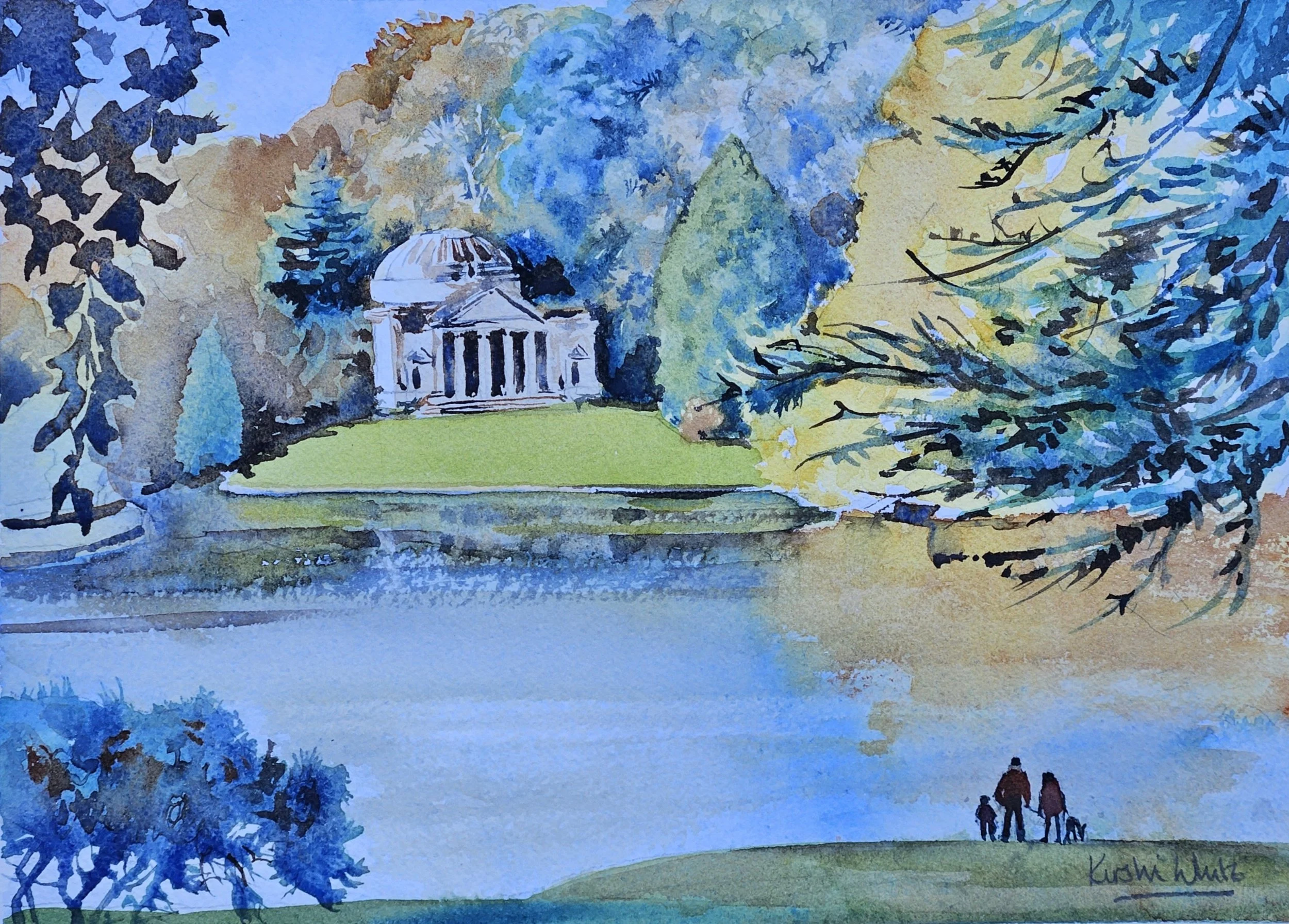 Stourhead - Autumnal View Across the Lake