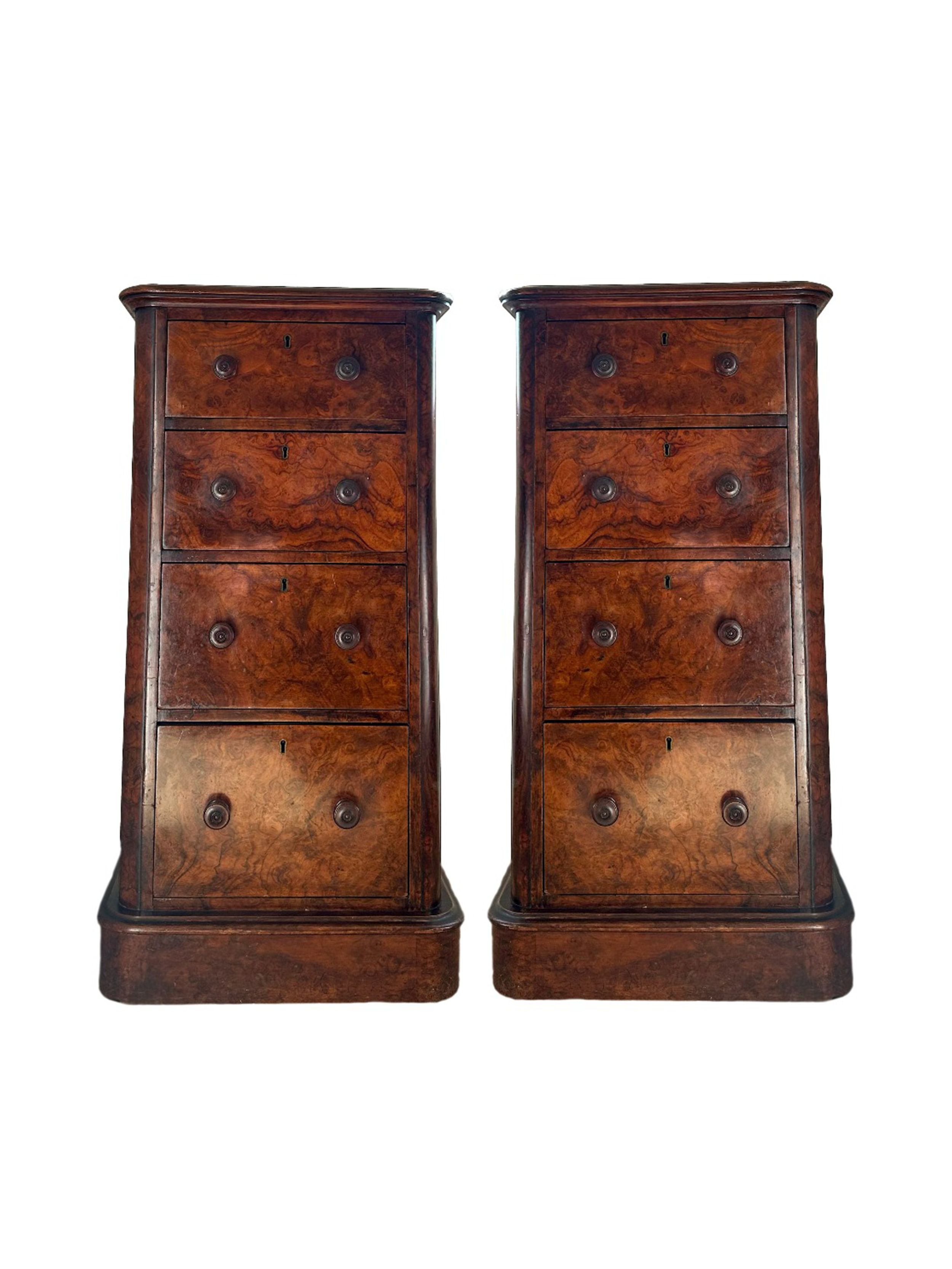 Pair of Victorian, Burr Walnut Bedside Cabinets