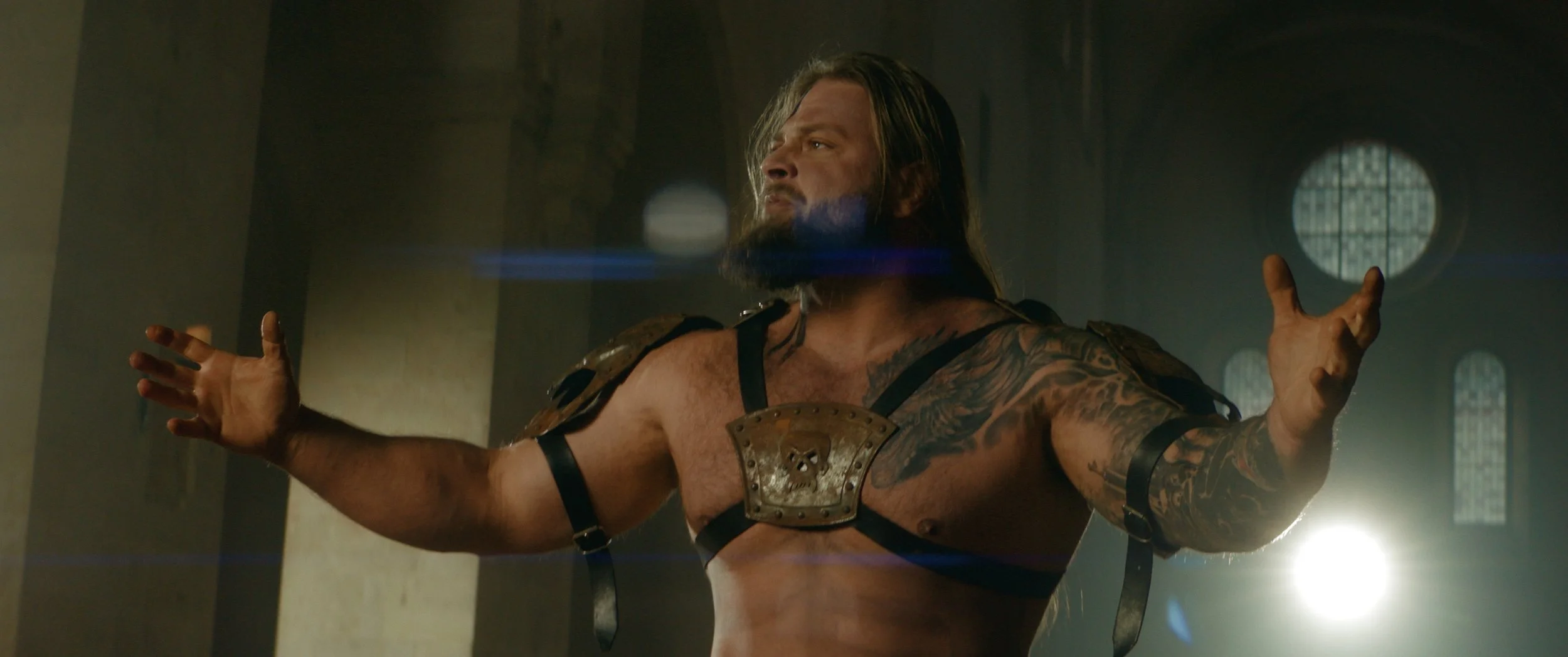 Musician posing in a church