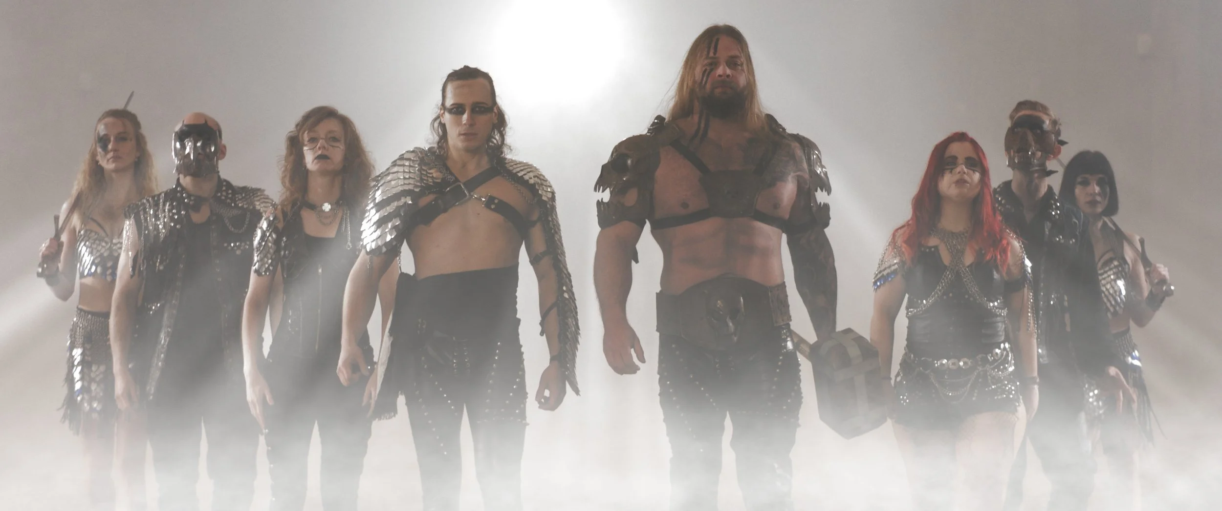 Group of Musicians standing in fog