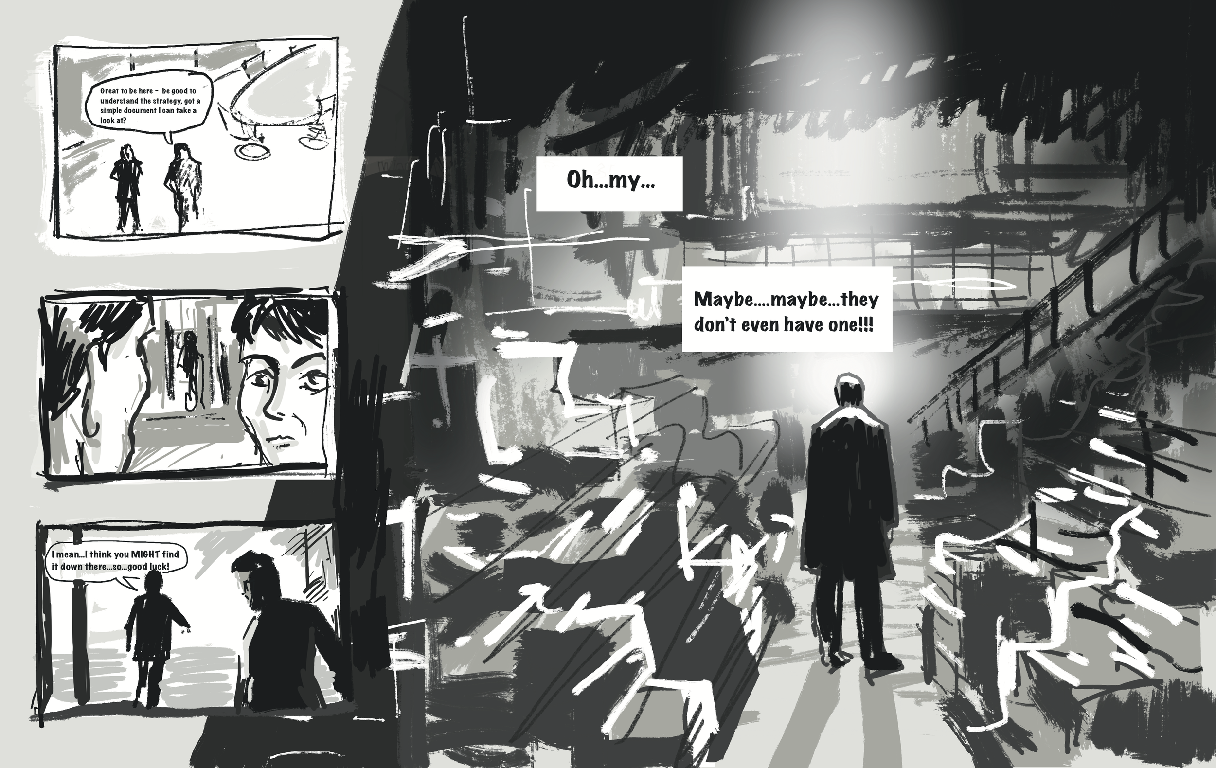 'In search of lost strategy!' - comic book style illustration idea