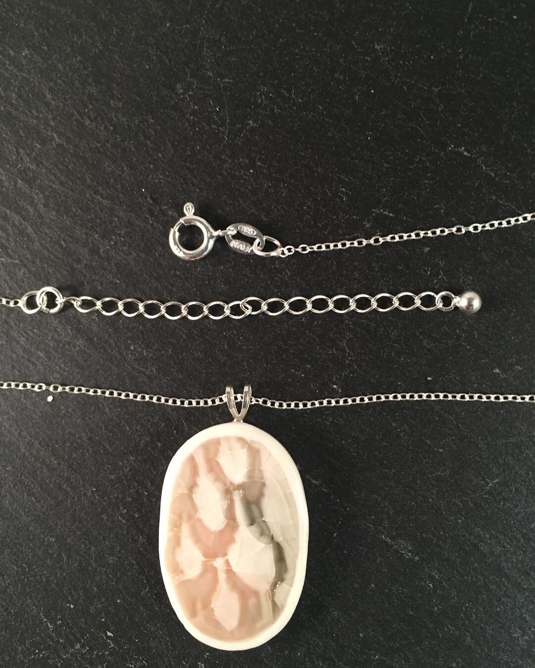Glass and Porcelain pendants on sterling silver findings