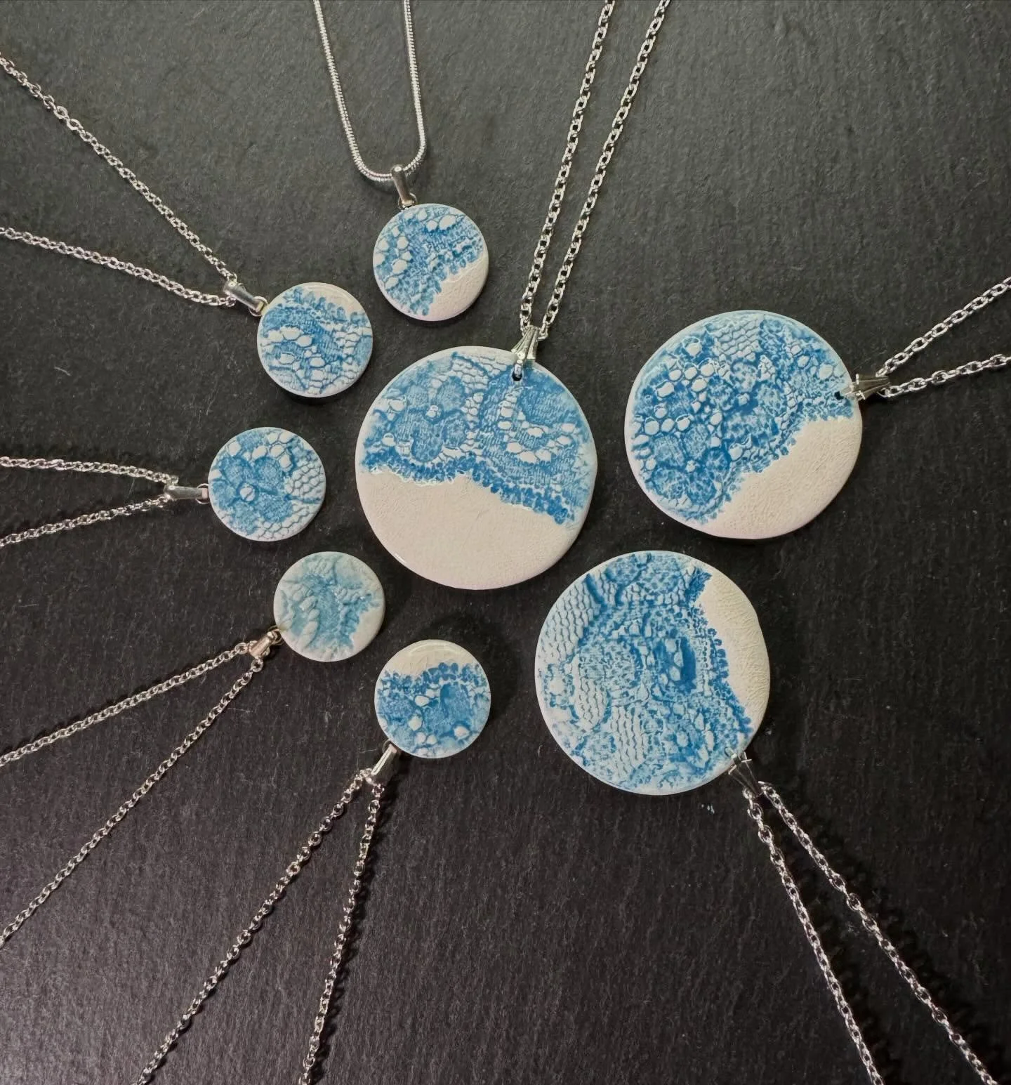 THIS WEEKS COLOUR IS TURQUOISE. 
Thread and Trace
Impressions of lace, held in porcelain.

Inspired by the heritage of Nottingham lace and the beauty of handmade craft, this jewellery range captures the subtle interplay between texture, tone, and lig