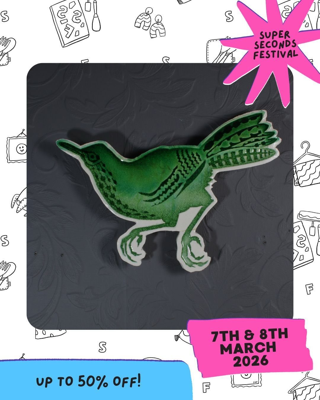 I&rsquo;ll be taking part in Super Seconds Festival on the 7th and 8th of March. It&rsquo;s an online event and you can find my ware&rsquo;s, with a huge discount on Etsy.
#ssfmarch2026 #ceramicart #jewellery #bird #nottingham
