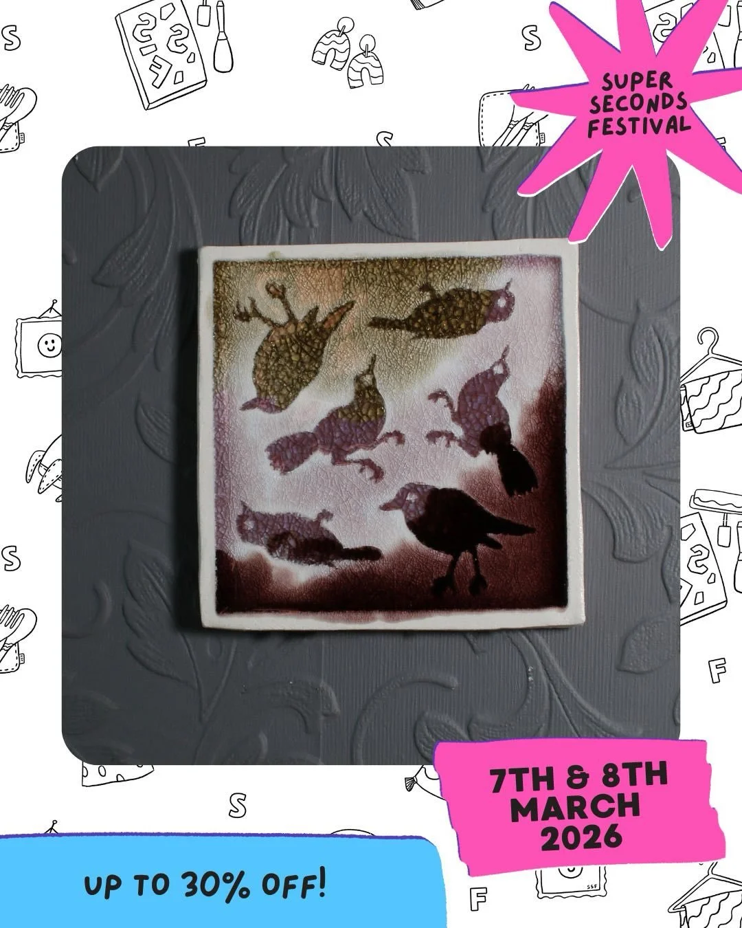 I&rsquo;ll be taking part in Super Seconds Festival on the 7th and 8th of March. It&rsquo;s an online event and you can find my ware&rsquo;s, with a huge discount on Etsy.
#ssfmarch2026 #ceramicart #jewellery #bird #nottingham