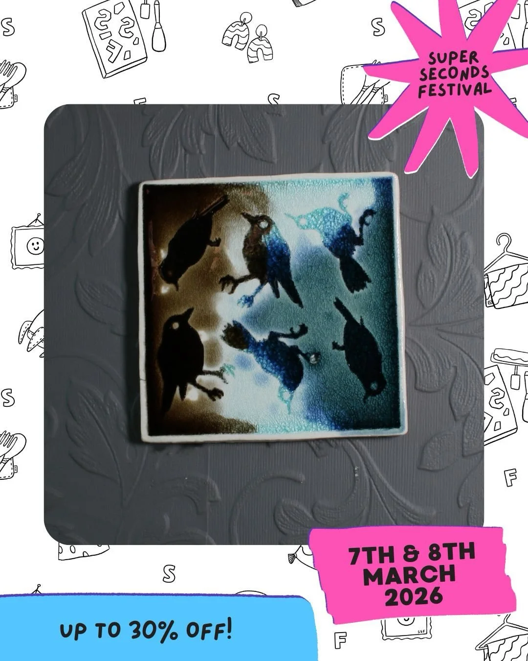 I&rsquo;ll be taking part in Super Seconds Festival on the 7th and 8th of March. It&rsquo;s an online event and you can find my ware&rsquo;s, with a huge discount on Etsy.
#ssfmarch2026 #ceramicart #jewellery #bird #nottingham